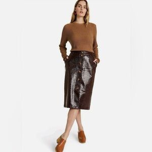 Rachel Comey x Target Brown Faux Leather Snakeskin Pencil Skirt Brown Size 0 XS